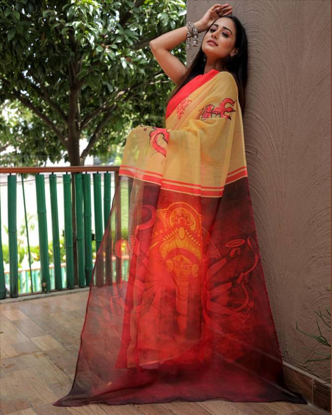 Durga 1 Casual Daily Wear Pure Linen Digital Printed Latest Saree Collection